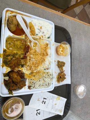 Non veg special thali.  For 12) plus 2 extra for mutton