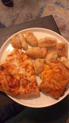 Cheese pizza, cheesy bread, Parmesan nuggets (June 2022)