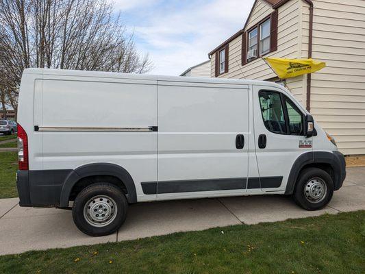 Side view of my purchased van at Duncan Motors