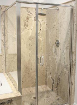 Sandcastle shower with semi-euro shower enclosure.