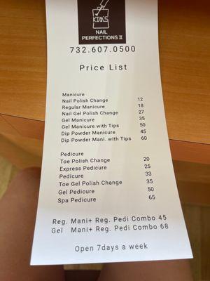 Price List