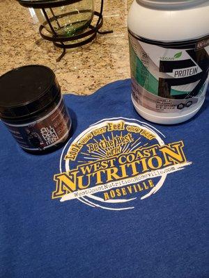 BCAA's and Vegan Protein. Plus a free shirt! Awesome!