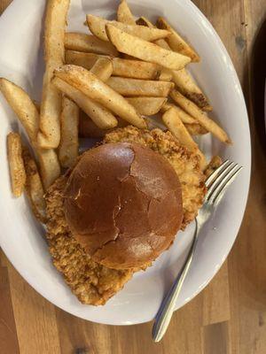 Breaded tenderloin and fries - delish