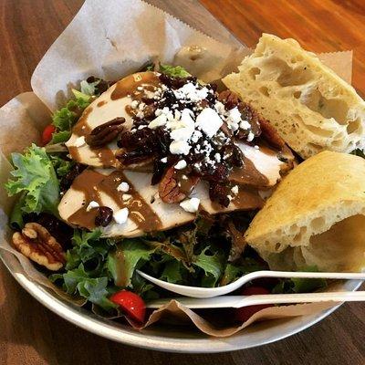 Herb Roasted Turkey Salad with Feta Cheese and balsamic dressing instead of the usual vinaigrette