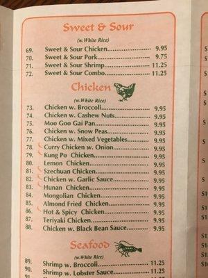 Chicken Menu