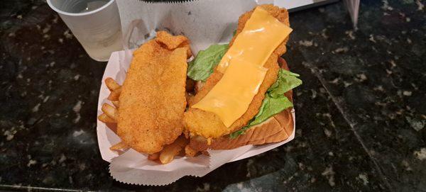 Fried Fish Sandwich with American Cheese