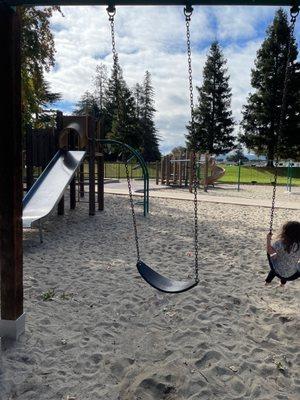 Little kids playground is right next to the bigger kid playground. But honestly both are pretty simple.