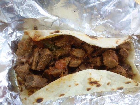 The Carne Guisada Taco - a bit bland, but dang this will fill you!