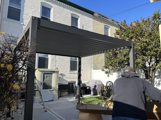 Pergola assembly at LIC  QUEENS NY