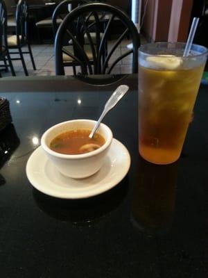 Excellent Tom Yum Kai soup and Ice Tea comes with lunch.