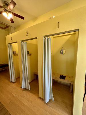 Three changing rooms for our female patients to get gowned.