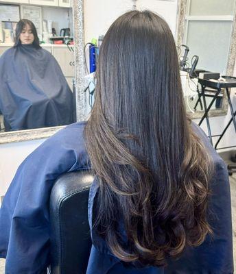 Long layers haircut and style