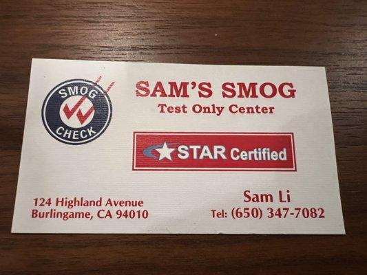 Sam's Smog Shop - Reopens at 124 Highland Avenue, Burlingame, CA 94030 - He's been in business for over 25 + years!!! Go support him.