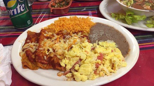 Enchiladas Rojas with Mexican eggs!!