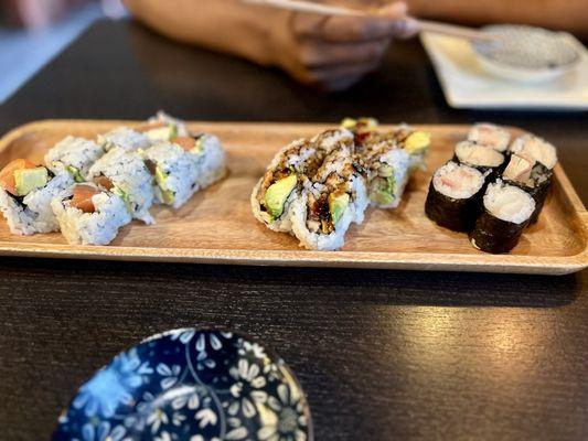 Philadelphia Roll, Eel Roll, & Yellowtail Roll