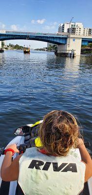 My wife having fun on the jetski for our anniversary