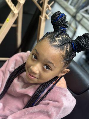 Kids Feed-in Braids w/design and color !