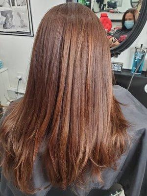 Natural fall color cut a me blow dry.