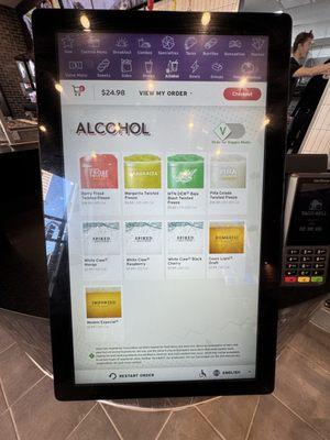 Alcohol menu