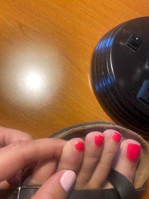 Half painted toes...