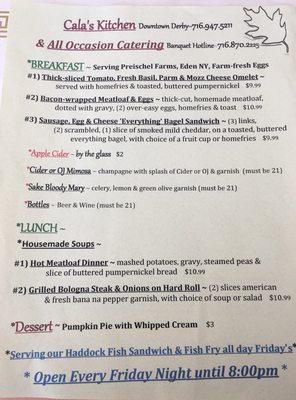 Weekend breakfast & lunch specials 9/21 9/22 9/23