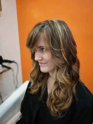 Balayage and layered haircut by Hilber