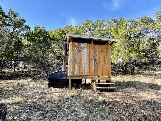 Eco-friendly restroom near stop #8 (1 mile mark) on the self-guided trail.