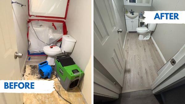 Before and After: Asbestos removal from bathroom.