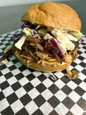 Sloppy Pulled Pork Sandwich