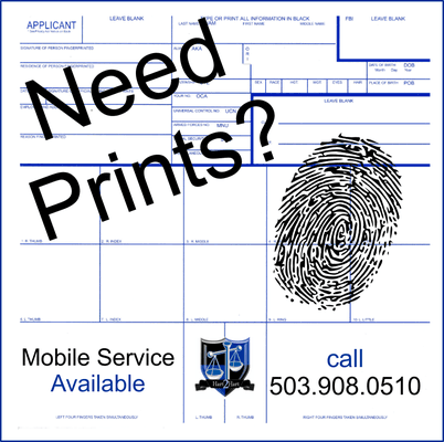 We offer Live Scan with Fieldprint and traditional ink prints on FD-1164 (FBI cards).