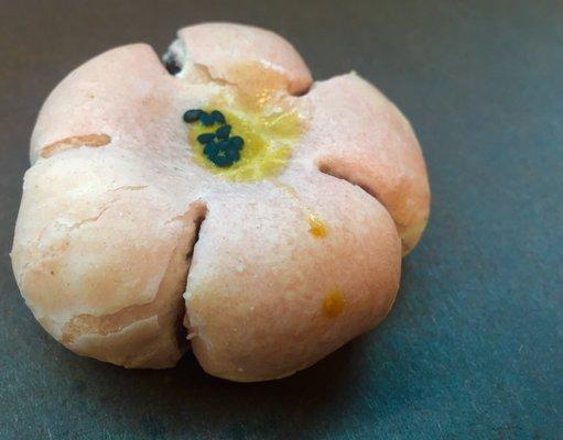 orange blossom moon cake with adzuki bean paste filling