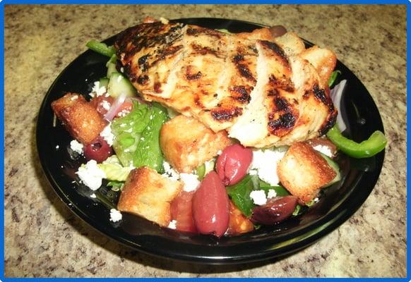 Small Greek Salad with Grilled Chicken.