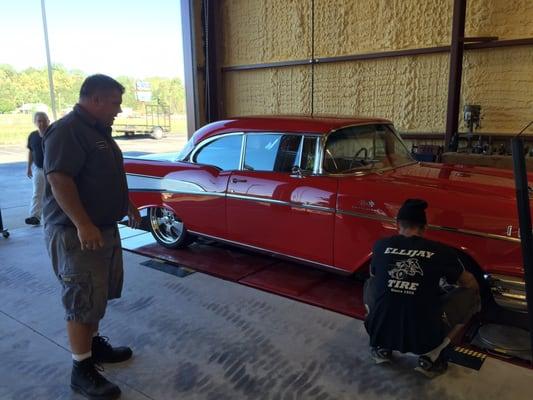 Cool car on alignment rack