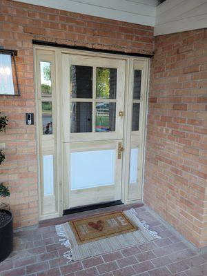 Raw Poplar with MDF Panel 4-Lite Dutch Door with 2-Lite Side Lites.