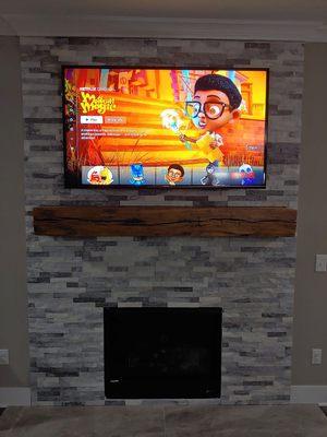 Stone wall TV mounting