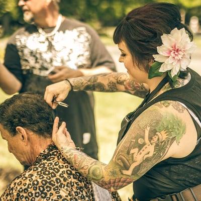 We even cut hair in the park for the homeless