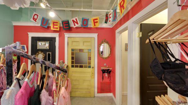 Queen of Hearts has roomy clean dressing rooms for you to try on your finds!