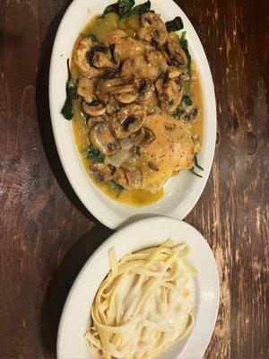 Chicken Marsala & a side of fettuccine Alfredo