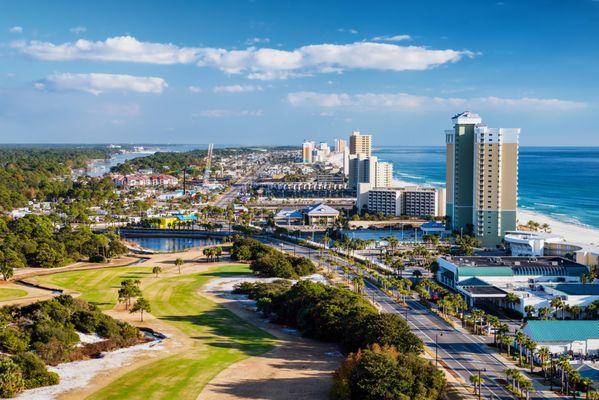 View of the East side of Panama City Beach from Laketown Wharf