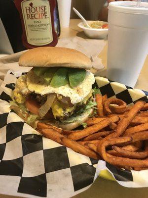 The Sunrise Burger with grilled onions and avocado added looked very promising, but...