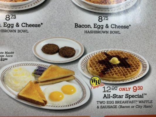 Menu picture of all star breakfast.