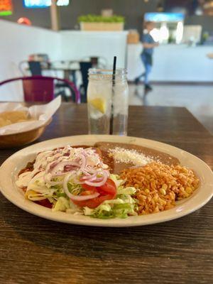 Enchiladas with red sauce