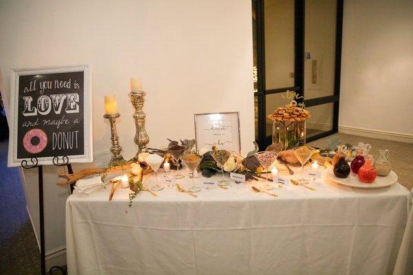 Delicious donuts with a custom display designed for our theme to top it off!  Photo - Shy Hearts Photography