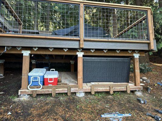 Under deck storage shelf