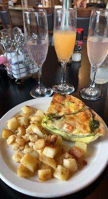 Spinach, tomato, & mozzarella quiche FL native mimosas