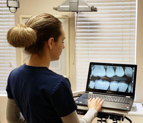 Chelsea, our dental assistant, in the X-Ray room