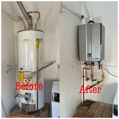 Tank to tankless water heater conversion Rinnai RU160iN