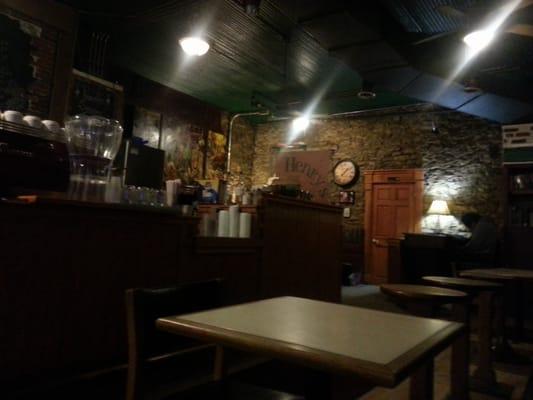 Back interior of Henry's coffee shop.