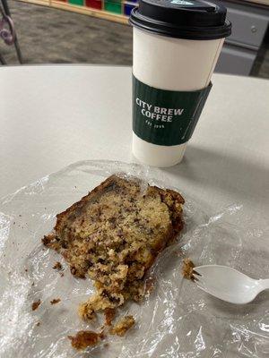 Hot peppermint mocha and banana bread. So yummy!