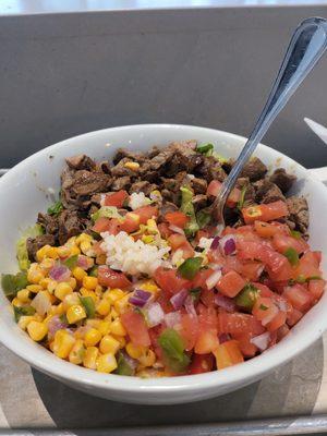 Double Steak bowl, unfortunately no Guacamole